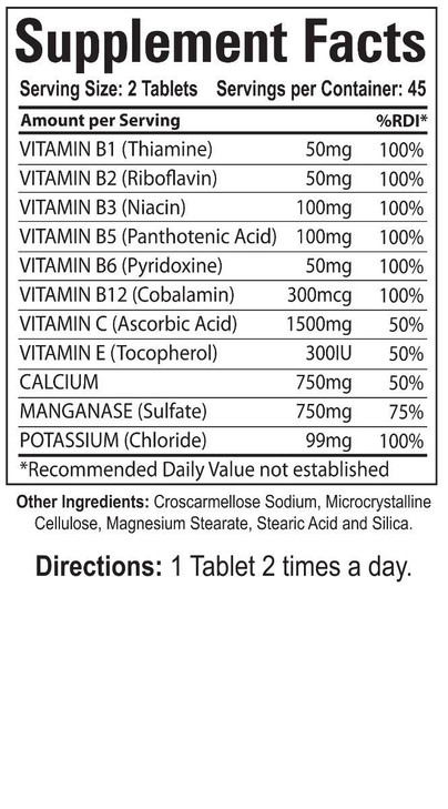 Organic Farms Vitamins Ultra B Complex & Minerals - 90 Tablets - 100% Natural Dietary Supplement