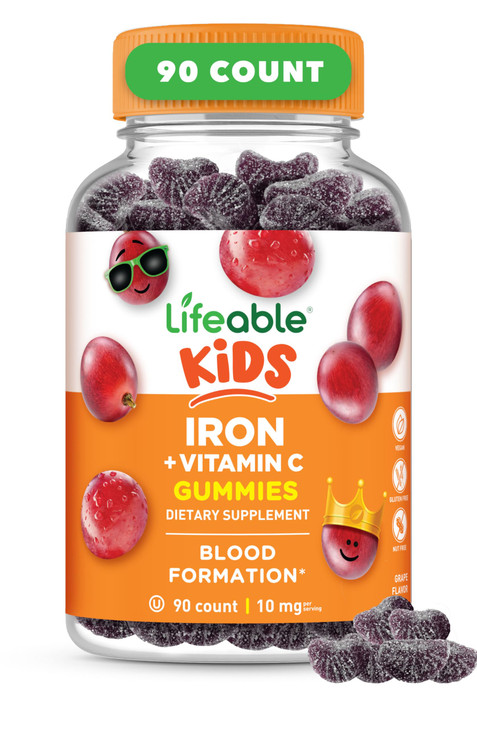 Iron Supplements for Kids | 10mg | with Vitamin C | Great Tasting Iron Gummies for Kids | Vegan Non GMO Kids Iron | for Immune Health and Iron Defici