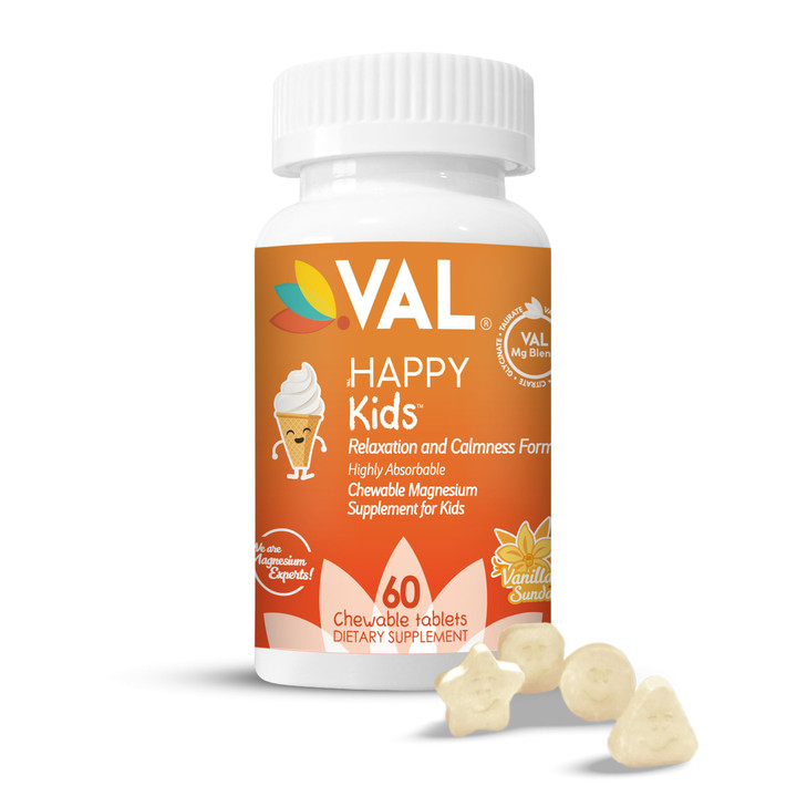 VAL Magnesium for Kids, High-Absorption Magnesium for Calm, Relaxation, Focus, Magnesium Glycinate, Citrate, Taurate Includes Vitamin B6, D, C | Suga