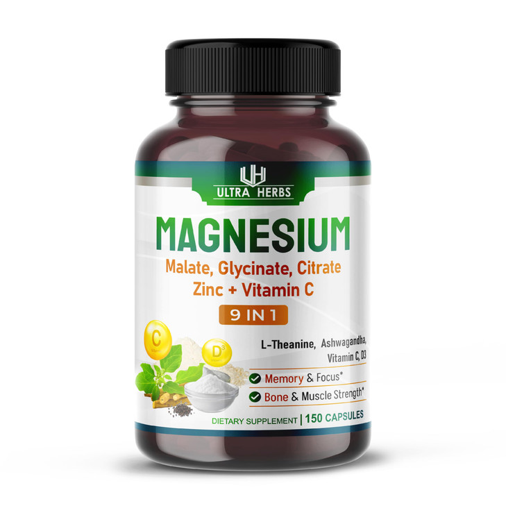 Tripple Magnesium Complex, with Magnesium Malate, Glycinate, Citrate - High Absorption Magnesium Supplement for Sleep Quality, Nerve & Muscle Relaxat
