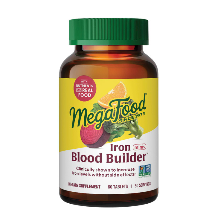 MegaFood Blood Builder Iron Supplement for Women & Men - Increase Iron Levels Without Side Effects - Combats Fatigue - Vitamin B12, Folic Acid & Vita