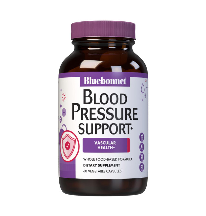 Bluebonnet Nutrition Blood Pressure Support, Vascular Health*, Non-GMO, Vegan, Gluten-Free, Soy-Free, Dairy-Free- 60 Vegetable Capsules, 30 Servings