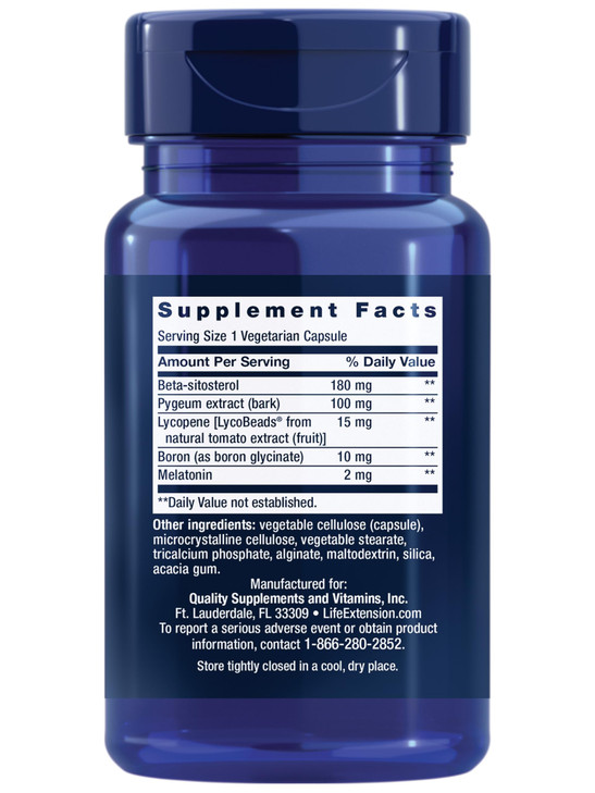 Life Extension Men's Bladder Support, melatonin, beta-sitosterol, lycopene, Nighttime Urination, Sleep Patterns, Prostate Health, Bladder Support, Gl