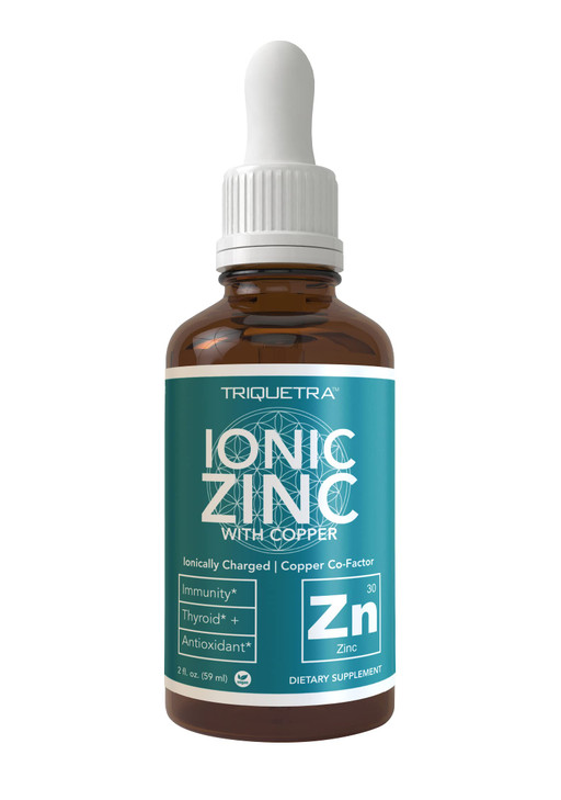 Ionic Zinc Plus Copper Liquid Concentrate 240 Servings, Glass Bottle, Vegan - Balanced Ratio of Zinc Copper - Supports Immunity, Brain Thyroid (2 oz.