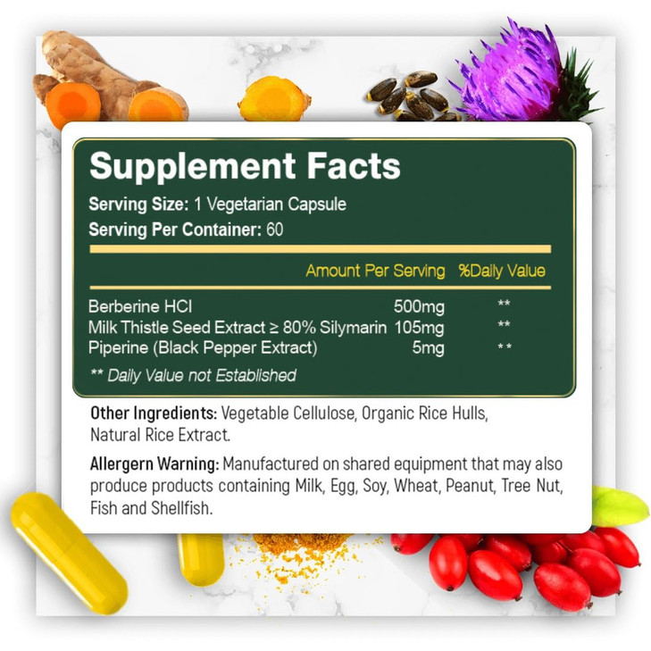 EzyAbsorb Gluten-Free Berberine 500mg, 60 Veggie Capsule w/LA-3 AMPK Metabolic Activator