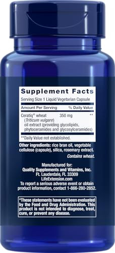 Life Extension Skin Restoring Ceramides, 50 Veg Capsules - Vegetarian Phytoceramide Supplement