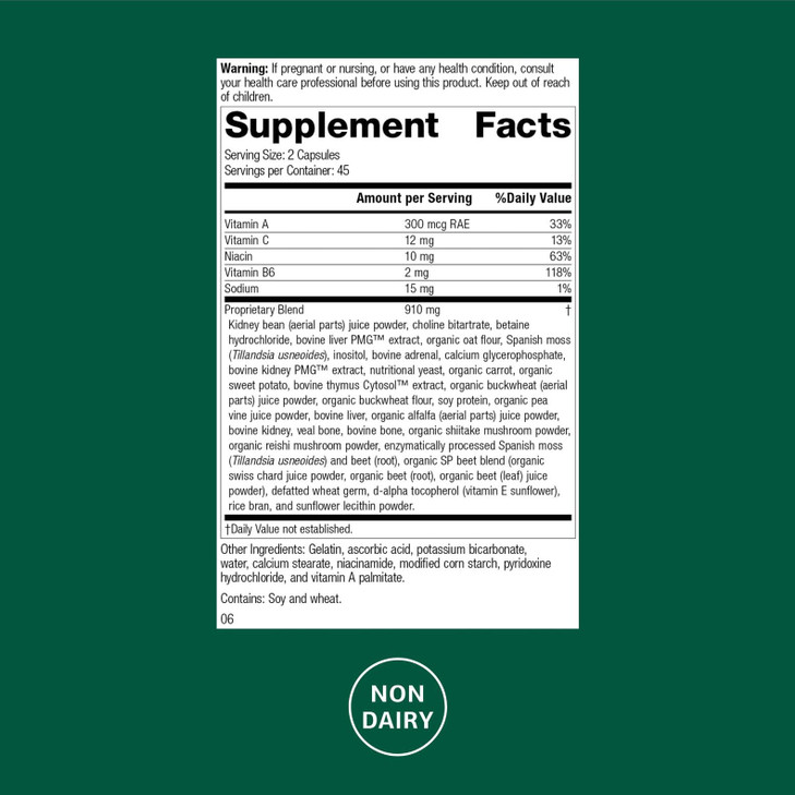 Standard Process Albaplex - Liver & Immune Health Dietary Supplement - Contains Vitamins A, B6 & C - Non-Dairy- 90 Capsules (45 Servings)