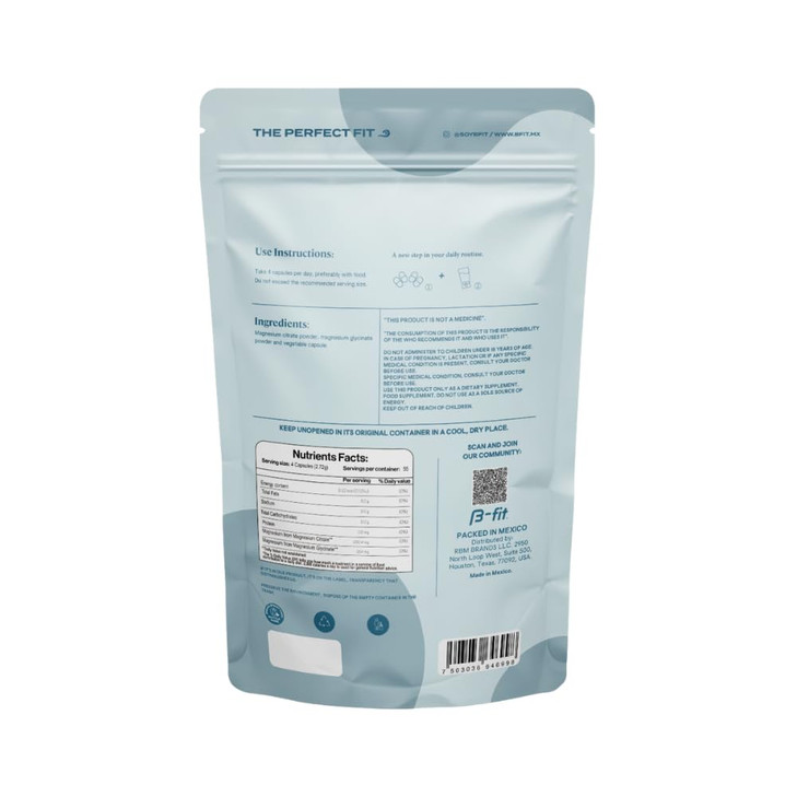 B-FIT B Magnesium Glycinate & Citrate - 220 Capsules - Magnesium Supplement - 496 mg Elemental Magnesium - Supports Sleep and Muscle Recovery - Vegan