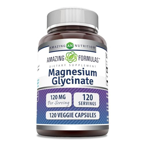 Amazing Formulas Magnesium Glycinate 120 Mg per Serving 120 Veggie Capsules Supplement | Non-GMO | Gluten-Free | Made in USA