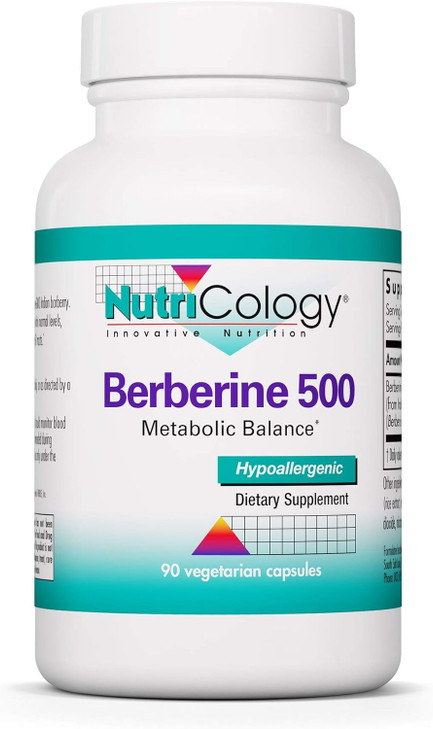 Nutricology Berberine 500mg Supplement - Multi-Faceted Metabolic Support, Supports Healthy Cholesterol, Indian Barberry Root, Hypoallergenic, Vegetar