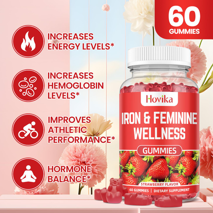 Iron for Women Gummies, 40mg Iron Supplement Anemia with multivitamin for Women, Zinc, Selenium, Iodine - for Iron Deficiency - Natural Hormonal Supp