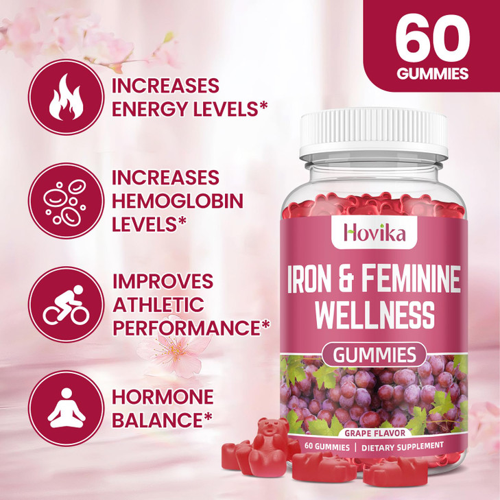 Iron for Women Gummies, 40mg Iron Supplement Anemia with multivitamin for Women, Zinc, Selenium, Iodine - for Iron Deficiency - Natural Hormonal Supp