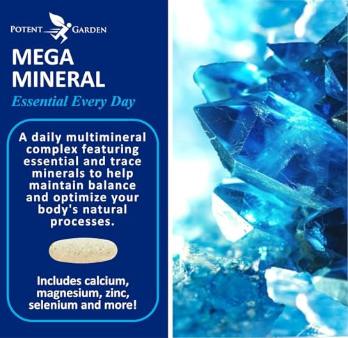 Potent Garden Mega Mineral Supplement Complete Mineral Complex with Calcium Magnesium Zinc Potassium Boron Selenium Chromium & 72 Trace Minerals Iron