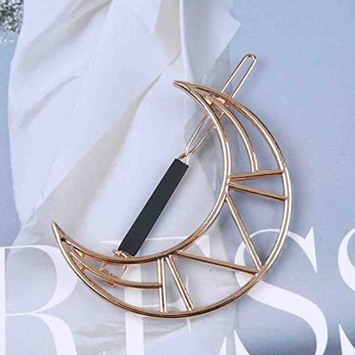 Erimberate Bohemian Crescent Moon Hair Clip Hollow Moon Hair Barrette Geometric Hair Pin Clips Half Moon Hairpin Gold Moon Headwear Metal Decorative