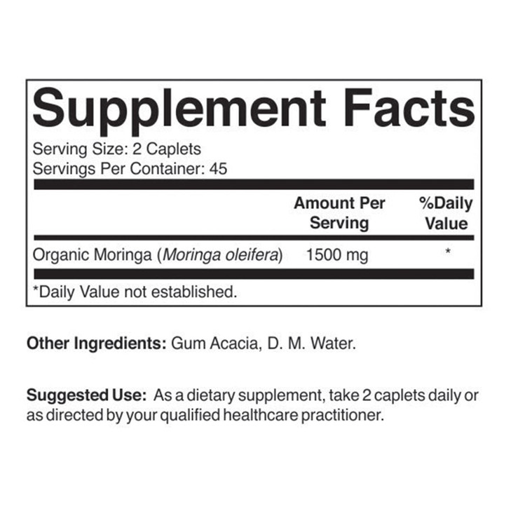 Brieofood Organic Moringa 1500mg, 45 Servings, Vegetarian, Gluten Free, 90 Vegetarian Tablets