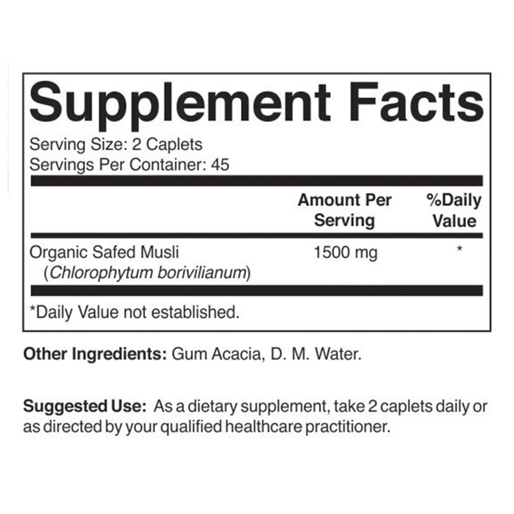 Brieofood Organic Safed Musli 1500mg, 45 Servings, Vegetarian, Gluten Free, 90 Vegetarian Tablets