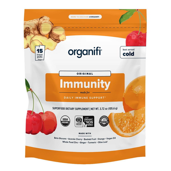 Organifi Immunity - Organic Superfood Immunity Support - 15 Single Serve Packets - Immunity Powder for T Cell Production and Upper Respiratory Health