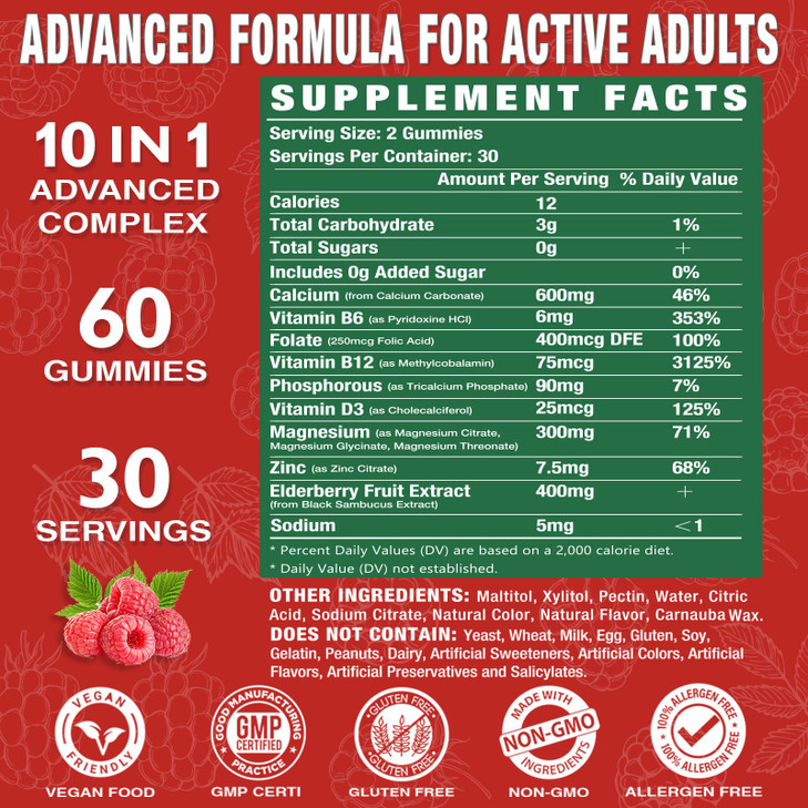 High Absorption Calcium Magnesium Zinc Gummies, Sugar Free Calcium Magnesium Zinc Supplement with D3 | Bone & Teeth Strength | Muscle & Nerve Functio
