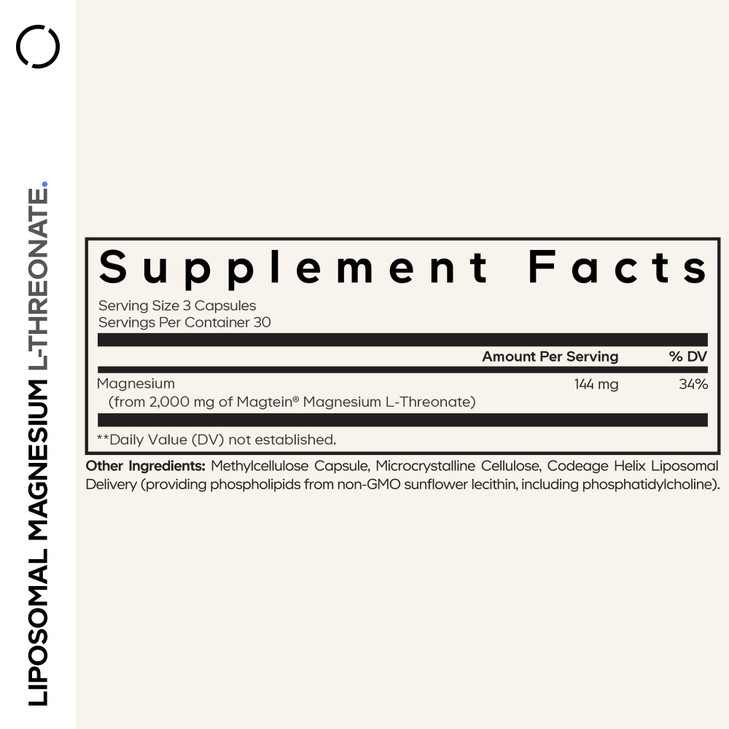 Codeage Liposomal Magnesium L-Threonate Supplement, Patented Magtein Magnesium Threonate for Brain Health, Memory and Cognitive Function Support, Bio