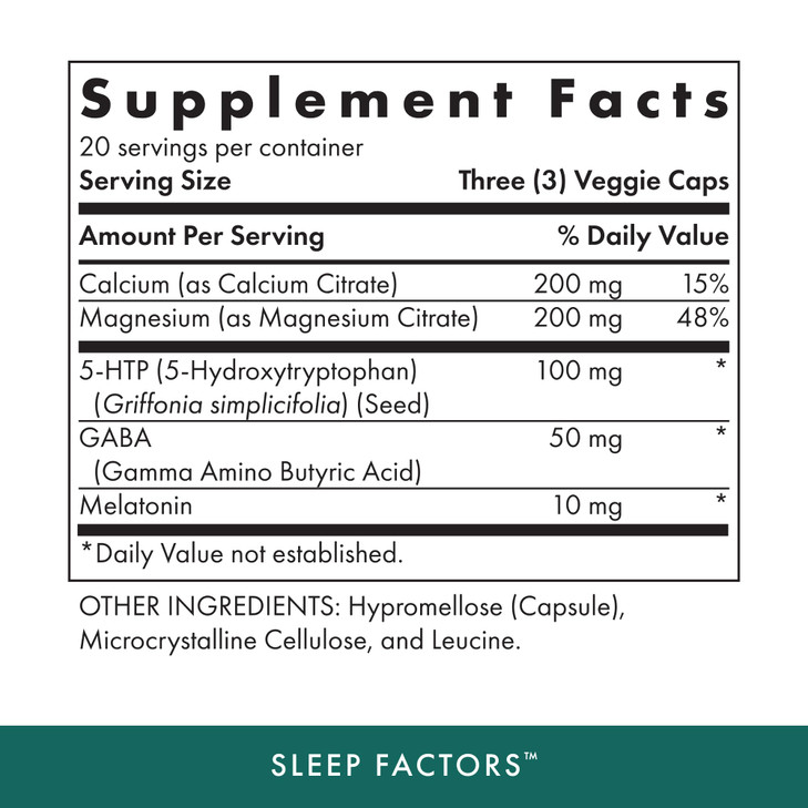 Michael's Health Naturopathic Programs Sleep Factors - 60 Vegan Capsules - Contains 5-HTP & Melatonin - with Calcium & Magnesium - Kosher - 20 Servin