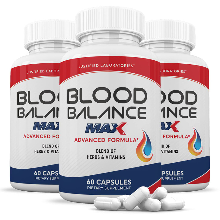 Justified Laboratories (3 Pack) Blood Balance Max 1295MG Supplement Pills 180 Capsules