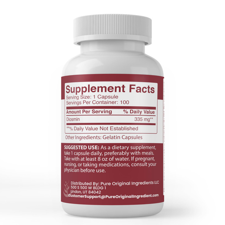 Pure Original Ingredients Diosmin (100 Capsules) Always Pure, No Additives Or Fillers, Lab Verified