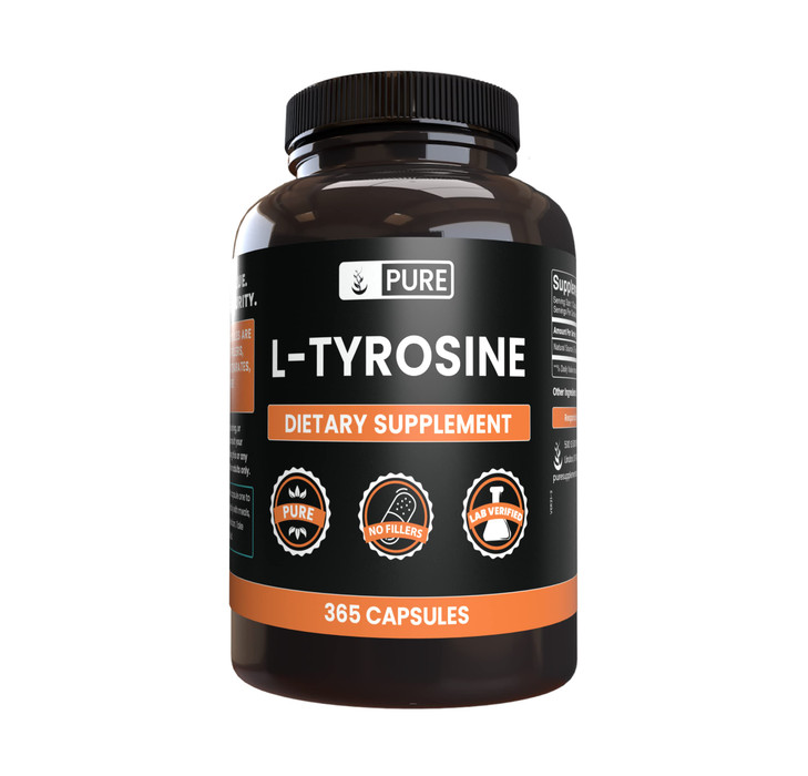 PURE ORIGINAL INGREDIENTS L-Tyrosine (365 Capsules) No Magnesium Or Rice Fillers, Always Pure, Lab Verified