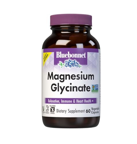 Bluebonnet Magnesium Glycinate, Energy Production*, Enzyme Function*, Non-GMO Certified by NSF, Vegan, Kosher Certified, Gluten-Free, Soy-Free, Dairy