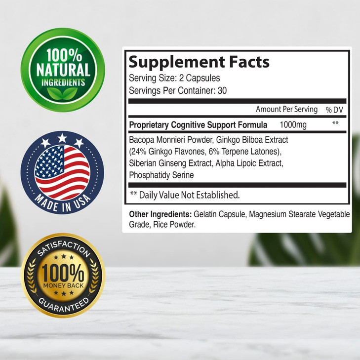 Reawaken Brain Boost Supplement for Memory Advanced Formula (5 Pack - 300 Capsules)