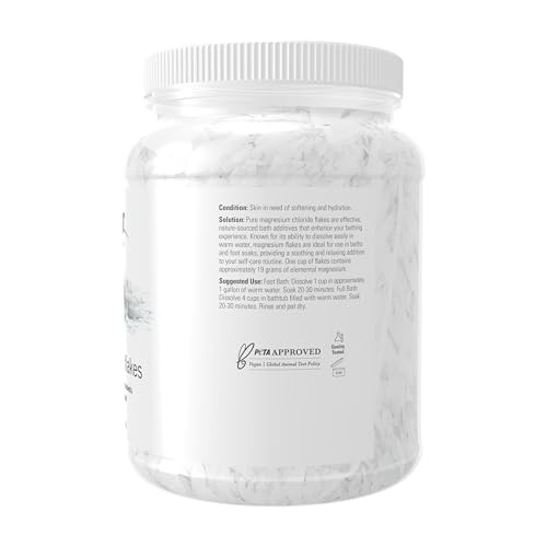 NOW Foods Solutions, Magnesium Flakes, 100% Pure, from the Ancient Zechstein Seabed, Highly Concentrated, 54-Ounce