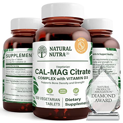 Natural Nutra Cal-Mag Citrate with Vitamin D3,1000/500 mg Complex, Strengthen Bone Density, Muscle and Nerve Health, Help Maintain Healthy Teeth, Hig