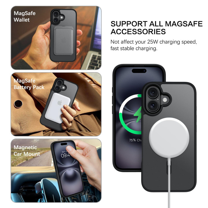 GaoBao Magnetic for iPhone 16 Plus Case, Compatible with Magsafe, Slim Fit Shockproof Translucent Matte Protective Women Men Girls Boys Case Cover fo