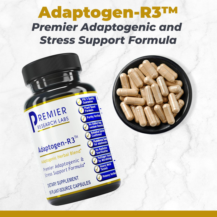 Premier Research Labs Adaptogen-R3 Supplement - Rhodiola Rosea Supplement with Maca Root, Adaptogen Complex for Stress, Heart & Metabolic Health - 90