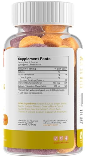 Zahler Yummy Kids Calcium Gummies - Kids Calcium Vitamin D Gummies - Non-GMO Gluten Free 250mg Calcium Supplement with Vitamin D3 - Support Strong Bo
