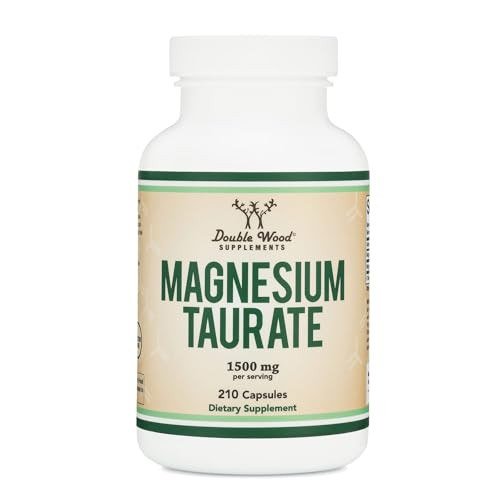 Magnesium Taurate Supplement for Cardiovascular Health to Boost Magnesium Levels (1,500mg per Serving, 210 Vegan Capsules) Non-GMO, Gluten Free, by D