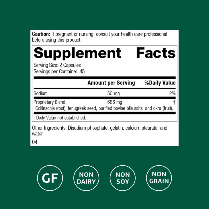 Standard Process Fen-Cho - Digestive & Gut Health Supplement - Gluten-Free, Non-Dairy & Non-Soy - 90 Capsules (45 Servings)