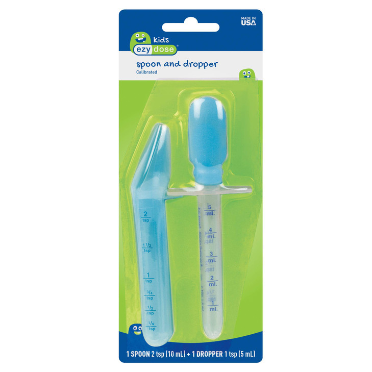 EZY DOSE Kids Oral Liquid Medicine Dropper and Spoon Kit For Baby & Toddler, Deliver Correct Dose, 5mL/1 TSP Capacity, 2 Piece Set, Color May Vary, M