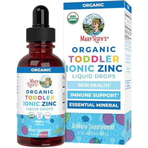 MaryRuth Organics USDA Toddler Liquid Drops | Zinc Sulfate | Immune Support Supplement| Skin Health | Vegan | Formulated for Ages 1-3 | Delicious Ber