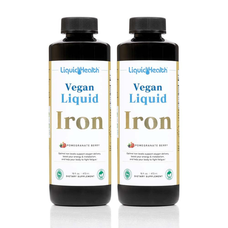 LIQUIDHEALTH Vegan Liquid Iron Supplement with SunActive & Ferrochel Fe - Natural Energy, Immune System & Metabolic Support, Increase Mental Clarity,
