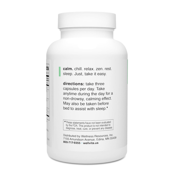 Well+vita Calm Supplement for Relaxation,Sleep & Daytime Zen with Magnesium Glycinate and Taurate, L-Theanine, Passion Flower, Lemon Balm, Taurine (9