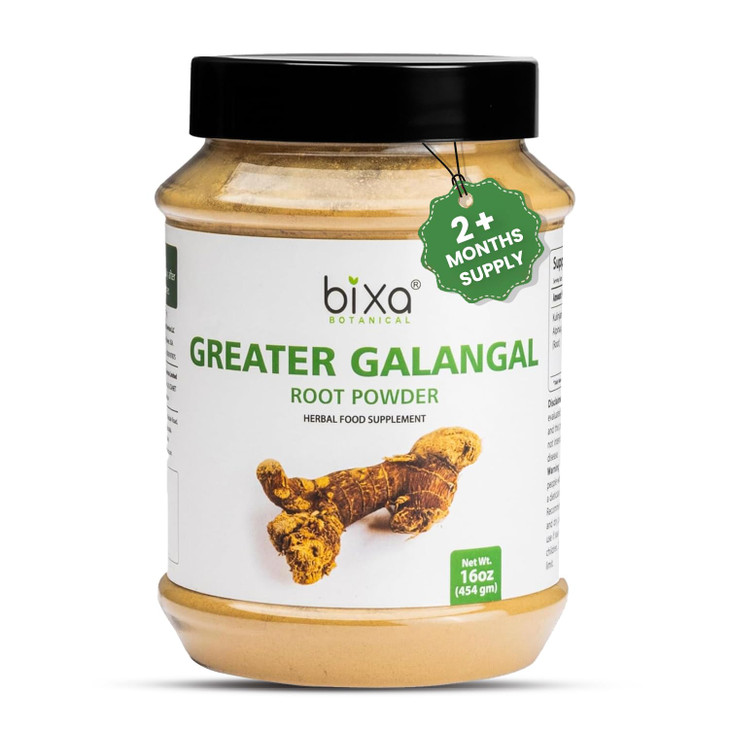 bixa BOTANICAL | Greater Galangal Root Powder | Alpinia Galanga Kulinjan | for Soups and Cooking | Ayurvedic Herbal Supplement | Kosher | Steam Treat