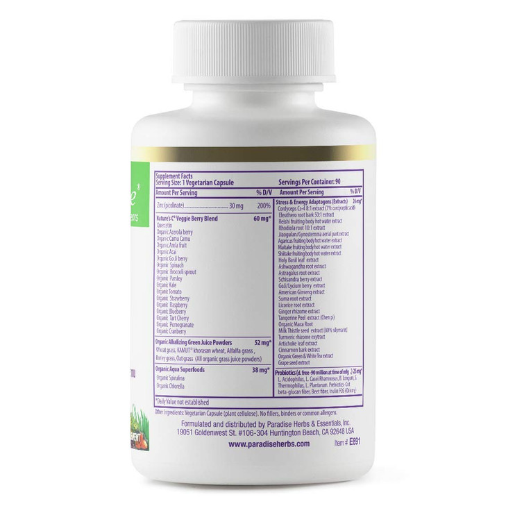 Paradise Herbs Zinc Supplements with Picolinate and Natures C, for Immune Support, Super Potent, Ultra Pure, Gluten Free, Non-GMO, Vegan, 30 mg, 90 C