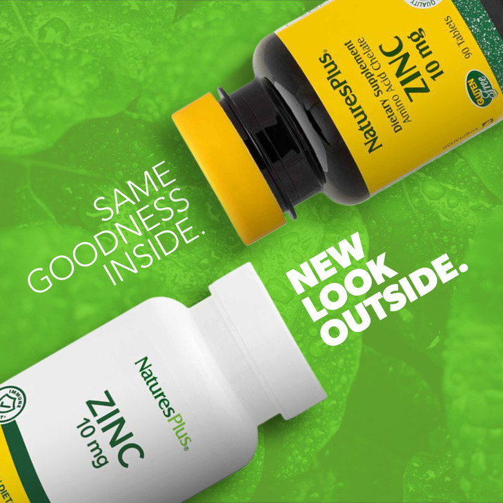 NaturesPlus Zinc 10 mg - 90 Tablets, Pack of 2 - Supports Immune Health & Overall Well-Being - High-Potency Amino Acid Chelate Form - Gluten Free, Ve