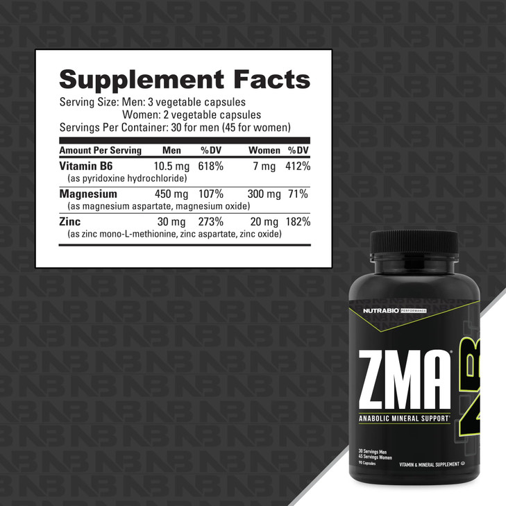 NutraBio ZMA Supplements for Men & Women- Zinc Magnesium Supplements to Support Hormone Levels -Sleep- Muscle Recovery-Immune Health 90 Count