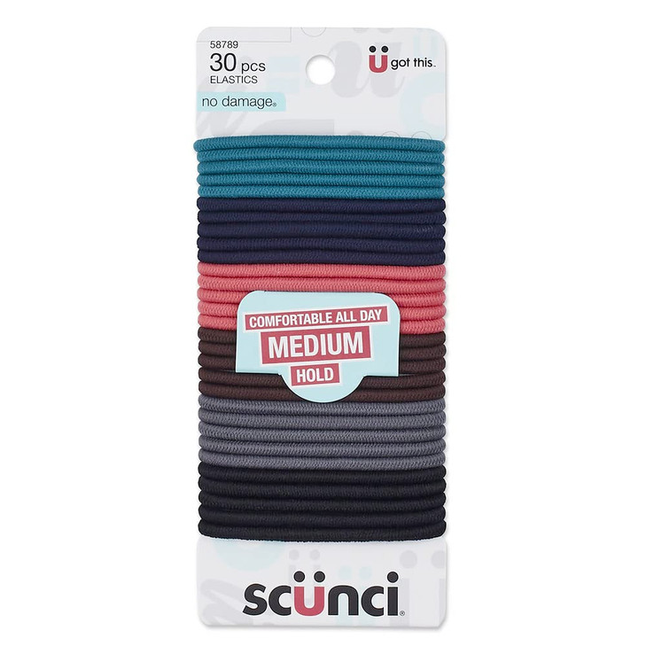 Scunci by Conair No Damage Effortless Beauty Large Multicolor Hair Ties Elastics for Women and Men, Elastic Hair Ties with No Damage in Assorted Neut