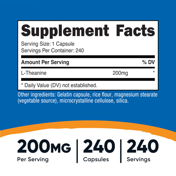 Nutricost L-Theanine 200mg, 240 Capsules - Double Strength