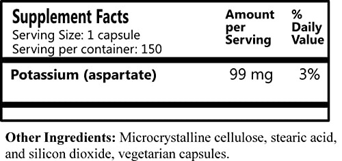 Daily Manufacturing Potassium Aspartate, 150 Vegetarian Capsules