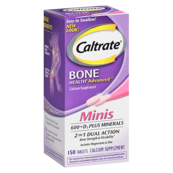 Caltrate 600+D3 Plus Minerals Mini Calcium & Vitamin D3 Supplement Mini Tablet, 600 mg, 150 Count (Pack of 3)
