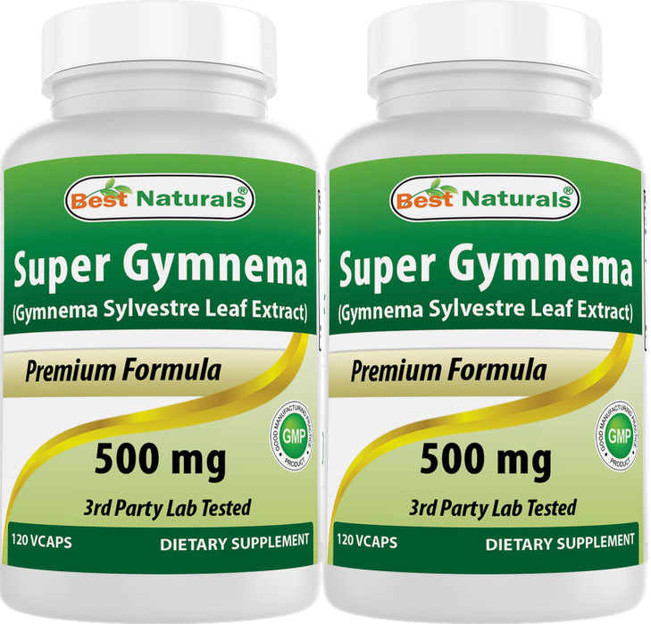 Best Naturals Gymnema Sylvestre Extract 500 mg 120 Vegetarian Capsules - Contains Minimum of 25% Gymnemic Acid (Pack of 2)