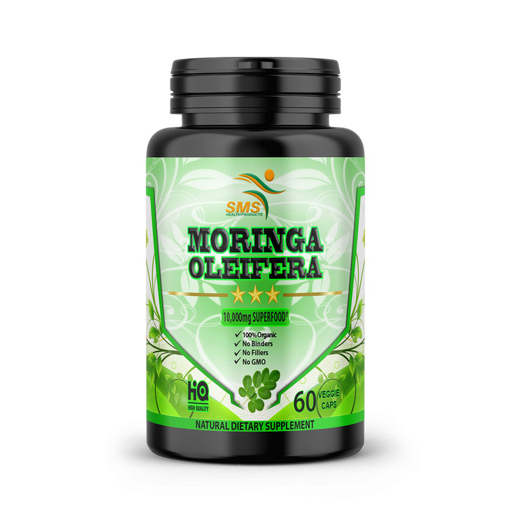 Moringa Capsules Equiv to 10,000mg - Immune Support, Antioxidant-Rich Green Superfood, Vegan & Non-GMO, Anti-Aging Supplement, 60 Veggie Capsules - M